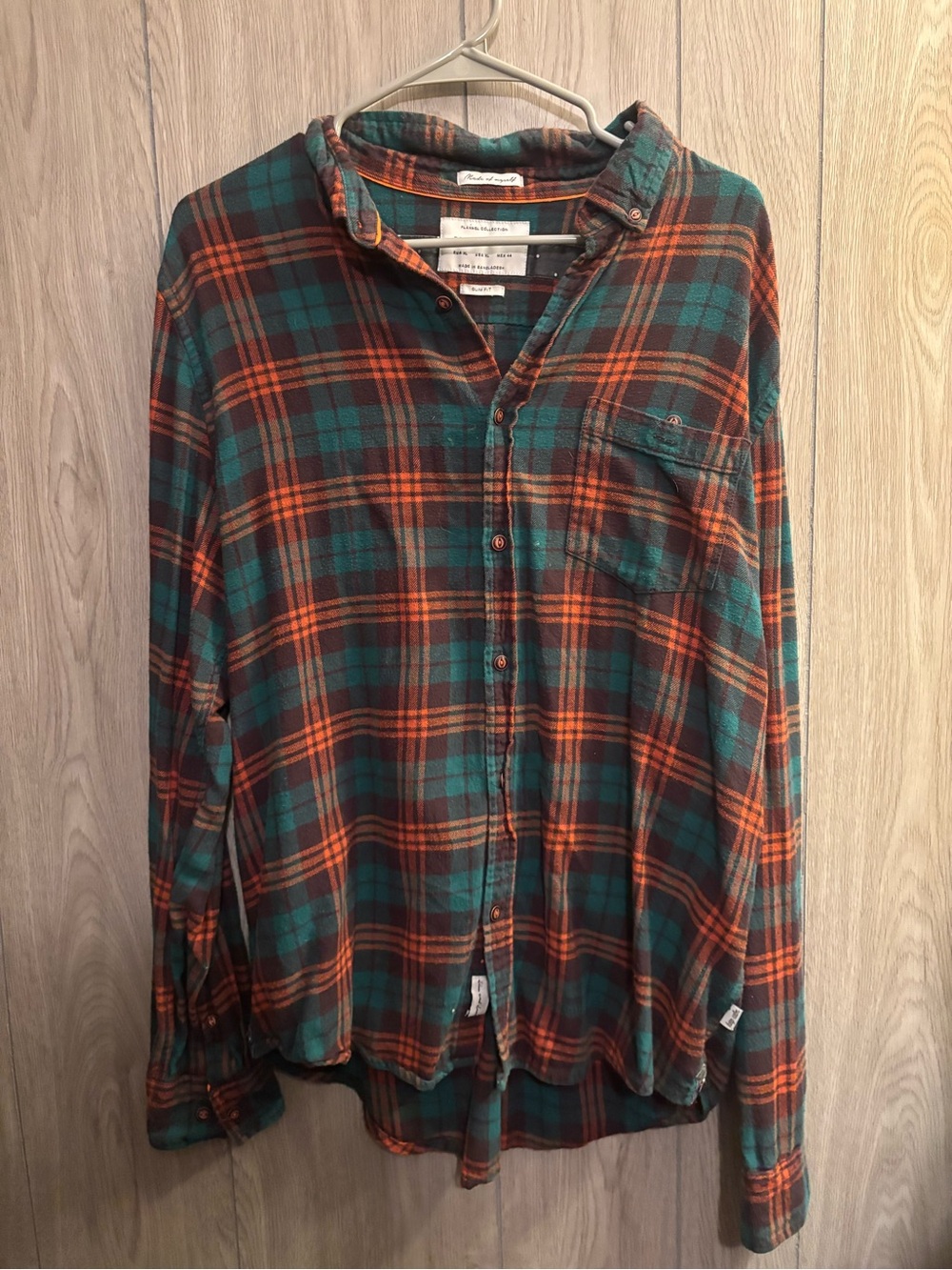 Denim & Flower Teal and Orange Plaid Button-Down Shirt